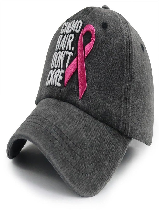 Kahhrepa Breast Cancer Gifts for Women, 3D Embroidered Chemo Hair Don't Care Hat, Pink Ribbon Logo Breast Cancer Awareness Inspirational Gifts, Adjustable Cotton Chemo Caps for Women Cancer Survivor Friends - Image 2